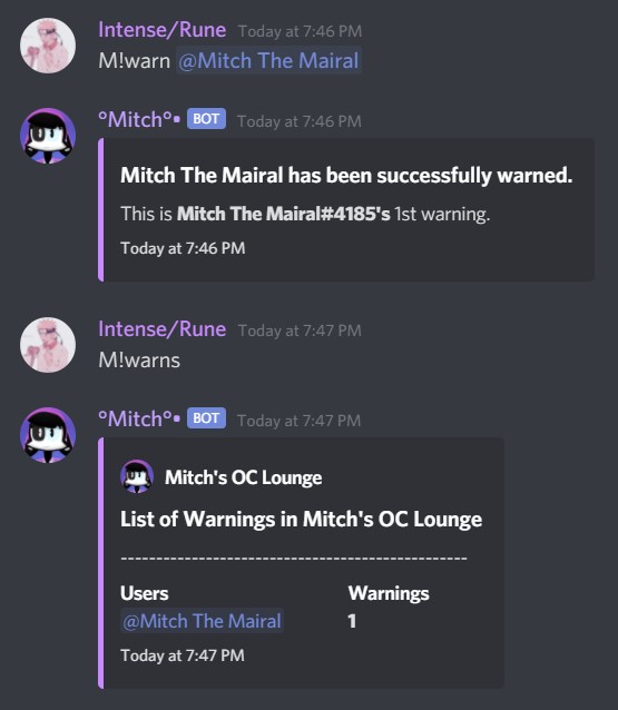 Feature Example Warning